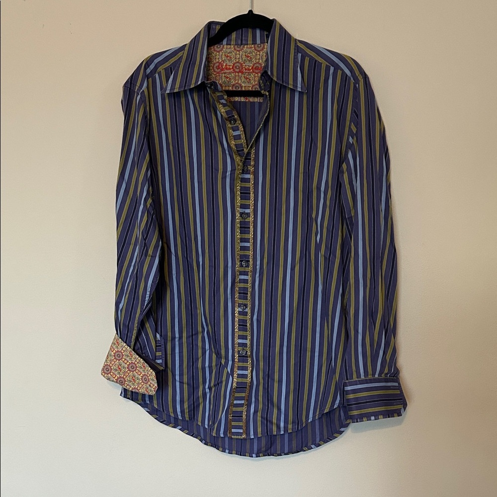 Robert Graham Multicolor Striped Shirt with Floral Collar